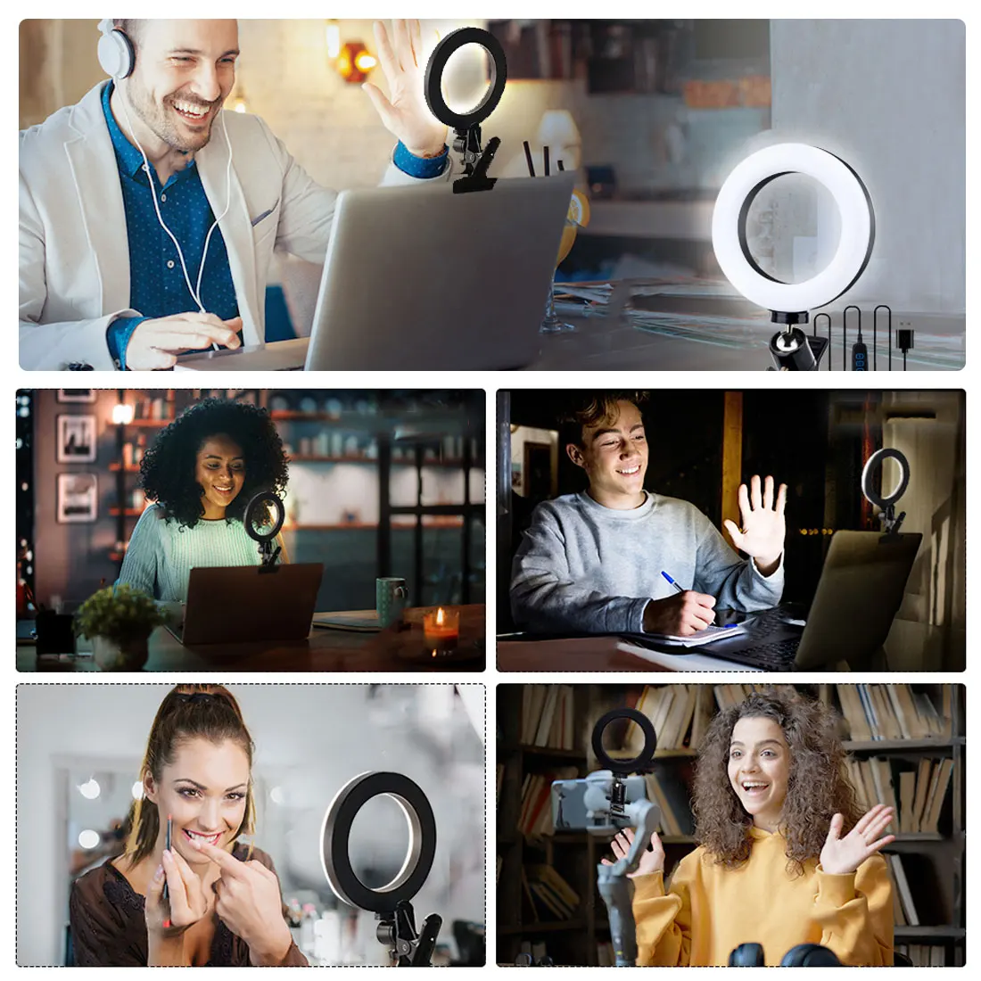 20cm adjustable Selfie ring light, suitable for Youtube live broadcast studio video LED dimmable photography light, with USB cab
20cm adjustable Selfie ring light, suitable for Youtube live broadcast studio video LED dimmable photography light, with USB cab