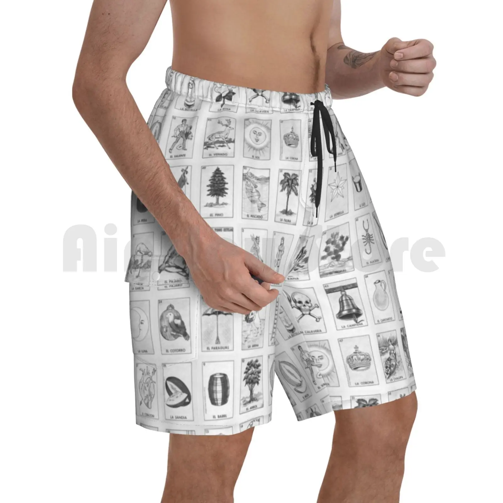 Loteria Cards Beach Shorts Men Beach Pants Swimwear Mexican Bingo Game Games B W Black And White Grayscale Gray
Loteria Cards Beach Shorts Men Beach Pants Swimwear Mexican Bingo Game Games B W Black And White Grayscale Gray