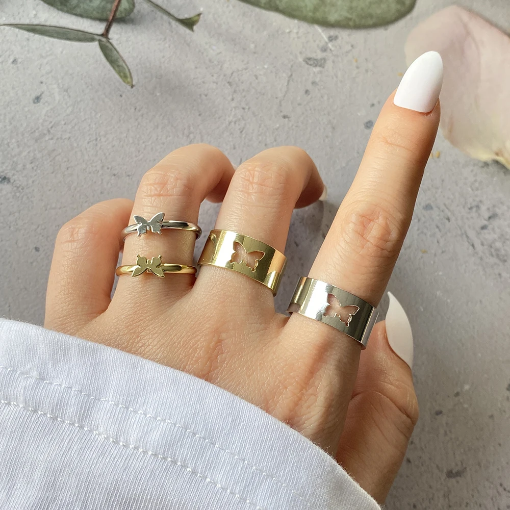 FNIO 2021 Trendy Gold Butterfly Rings For Women Men Lover Couple Rings Set Friendship Engagement Wedding Open Rings Jewelry
FNIO 2021 Trendy Gold Butterfly Rings For Women Men Lover Couple Rings Set Friendship Engagement Wedding Open Rings Jewelry