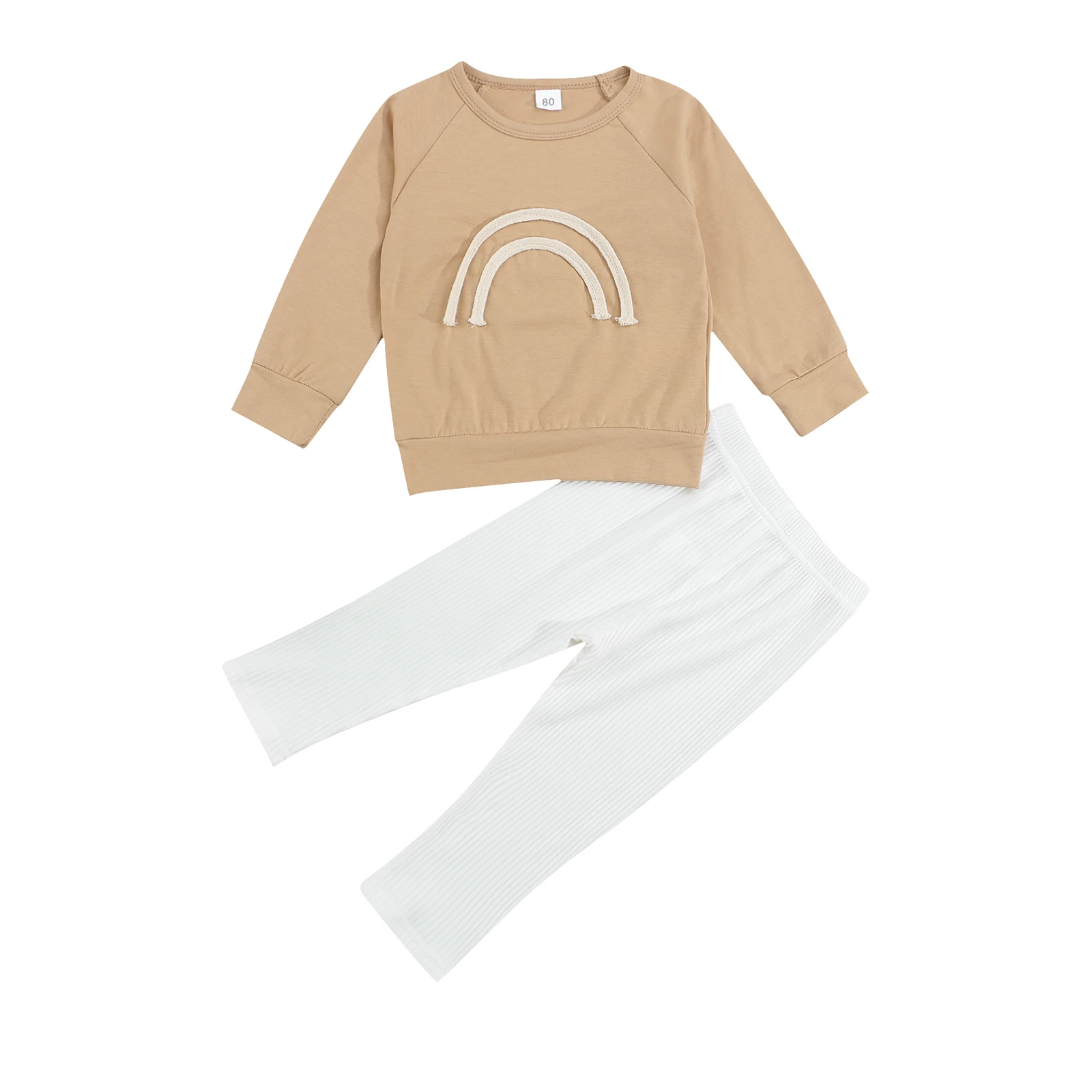 2021 Kid Girl baby Casual Two-piece Clothes Set Rainbow Pattern Round Collar Pullover Pants Children's Clothing Sets
2021 Kid Girl baby Casual Two-piece Clothes Set Rainbow Pattern Round Collar Pullover Pants Children's Clothing Sets
