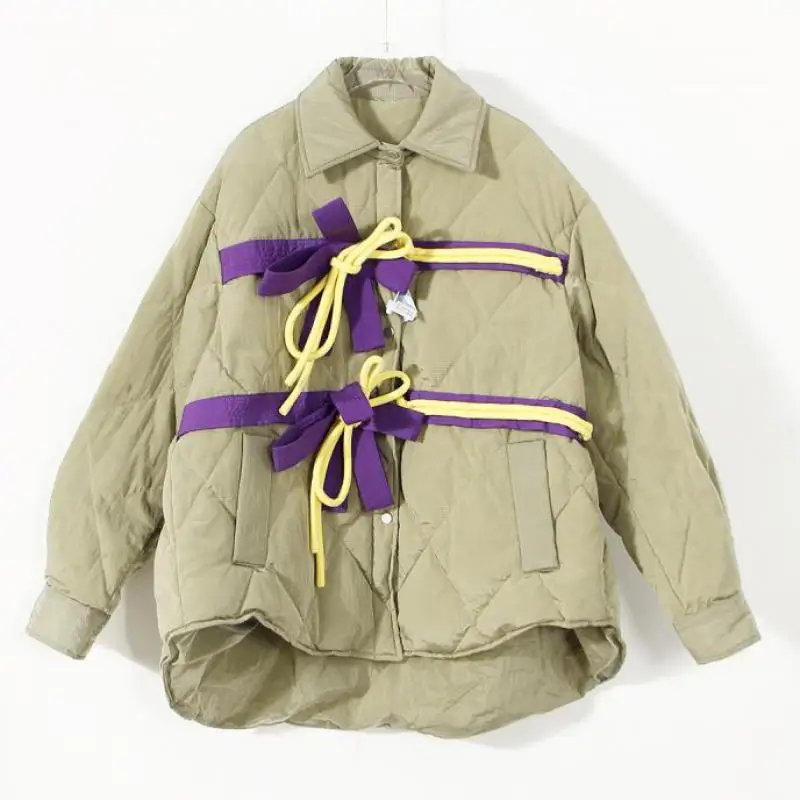 Winter Fashion Oversized Women Jacket Bow Tie Button Loose Female Hit Color Retro Designer Embossed Rhombus Top Coat 2021 New
Winter Fashion Oversized Women Jacket Bow Tie Button Loose Female Hit Color Retro Designer Embossed Rhombus Top Coat 2021 New