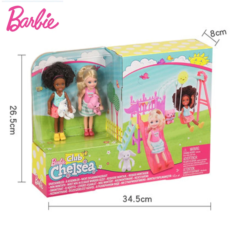 Original Barbie Club Chelsea Doll for Girls Samusement Park Playset with Swing Slide Pets Toys for Children Having Fun Friends
Original Barbie Club Chelsea Doll for Girls Samusement Park Playset with Swing Slide Pets Toys for Children Having Fun Friends