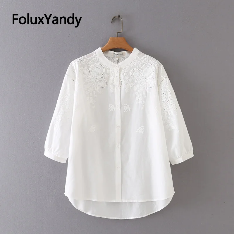 Casual Women Cotton Shirt Plus Size XXXL 4XL Embroidery Blouse Hollow Out Three Quarter Sleeve Summer Shirts KKFY5614
Casual Women Cotton Shirt Plus Size XXXL 4XL Embroidery Blouse Hollow Out Three Quarter Sleeve Summer Shirts KKFY5614
