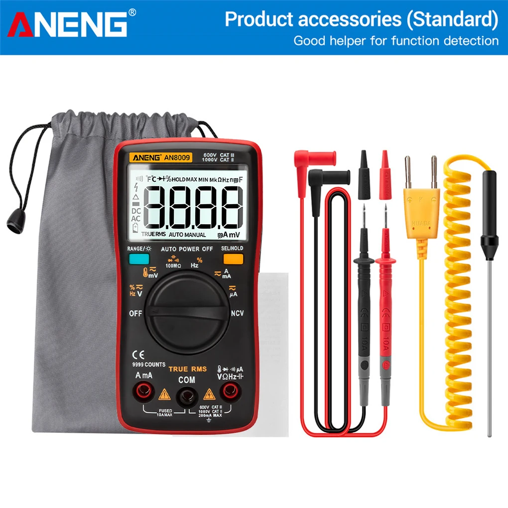 ANENG AN8009 Auto Range Backlight LCD Multimeter Tester Voltmeter Meter Professional Multifunctional Detector
ANENG AN8009 Auto Range Backlight LCD Multimeter Tester Voltmeter Meter Professional Multifunctional Detector