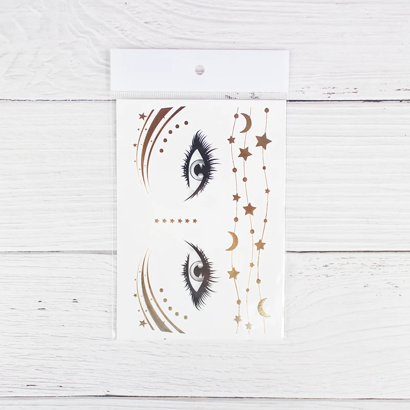 Temporary Tattoo Sticker Gold Face Moon Star Chain Waterproof Freckles Makeup Eye Decal Body Art for Girl Kid 07
Temporary Tattoo Sticker Gold Face Moon Star Chain Waterproof Freckles Makeup Eye Decal Body Art for Girl Kid 07