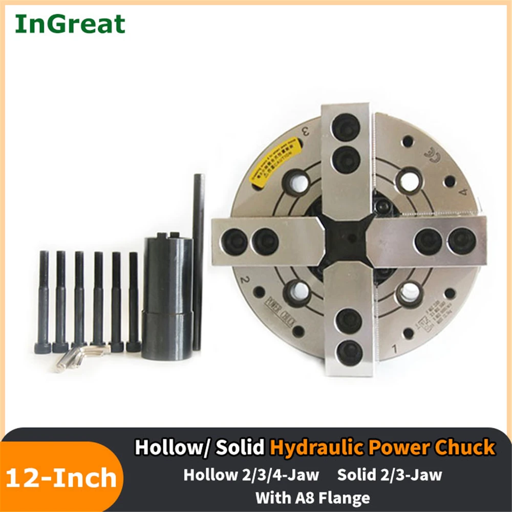12-Inch 304mm Hollow Hydraulic Chuck 2/3/4 Jaw with A8 Flange Solid High Speed Oil Power Chuck for CNC Lathe Boring Cutting Tool
12-Inch 304mm Hollow Hydraulic Chuck 2/3/4 Jaw with A8 Flange Solid High Speed Oil Power Chuck for CNC Lathe Boring Cutting Tool