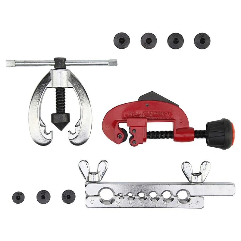 CT-2029 Cutter Tool Kit Double Flaring Die Set for Repairing Copper Brake Hose, Used for Cutting Flaring Tools
CT-2029 Cutter Tool Kit Double Flaring Die Set for Repairing Copper Brake Hose, Used for Cutting Flaring Tools