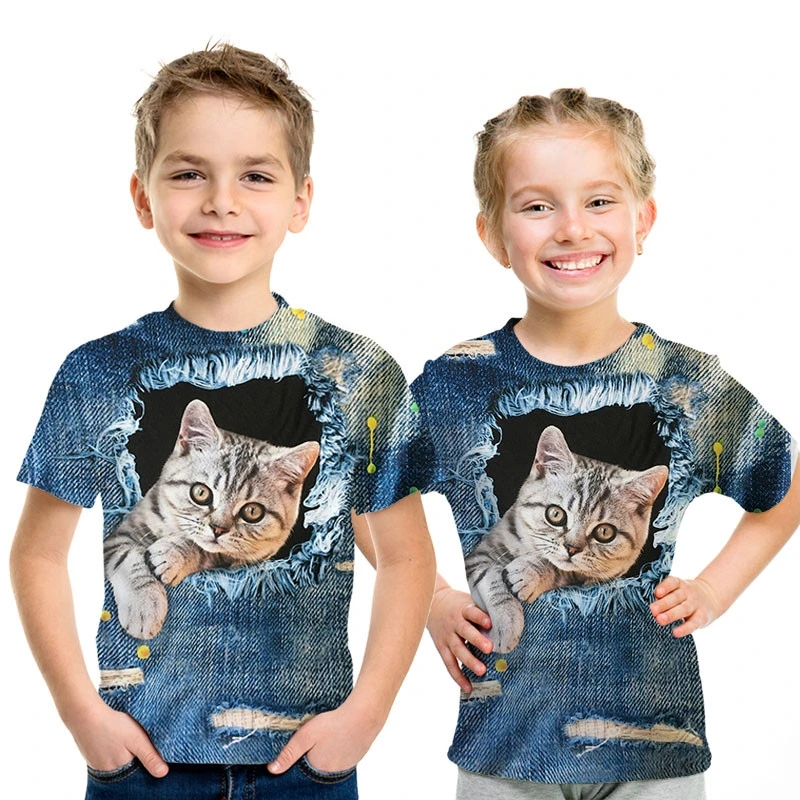 Nd-Camiseta con estampado 3D para niños, camisa de cuello redondo con estampado de gato, 4t-14t
Nd-Camiseta con estampado 3D para niños, camisa de cuello redondo con estampado de gato, 4t-14t