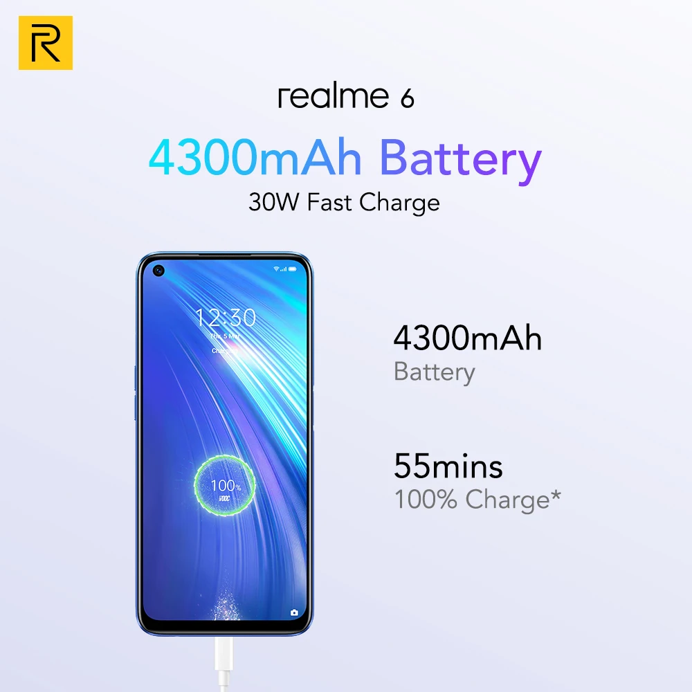 Смартфоны Realme 6 8 Гб 128 Helio G90T 30 Вт мгновенная зарядка 4300 мА/ч 64-мегапиксельная