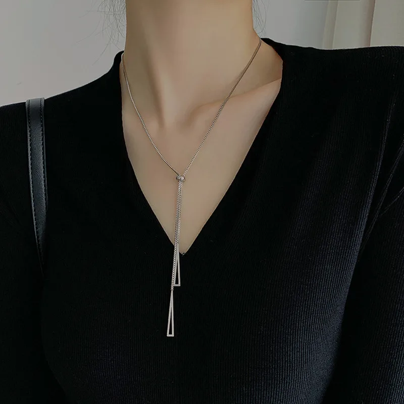 Origin Summer Korea Minimalist Titanium Steel Necklaces for Women Lady Silver Color Box Chain Triangle Chokers Party Jewelry
Origin Summer Korea Minimalist Titanium Steel Necklaces for Women Lady Silver Color Box Chain Triangle Chokers Party Jewelry