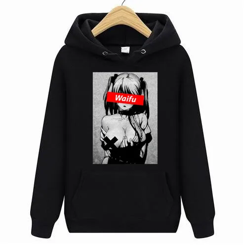 Фото WAMNI Hoodies Sweatshirts Waifu Material hoodies Otaku Lewd Hentai Cute Girl Anime Ahegao T for Men StreetWear|Мужские толстовки и