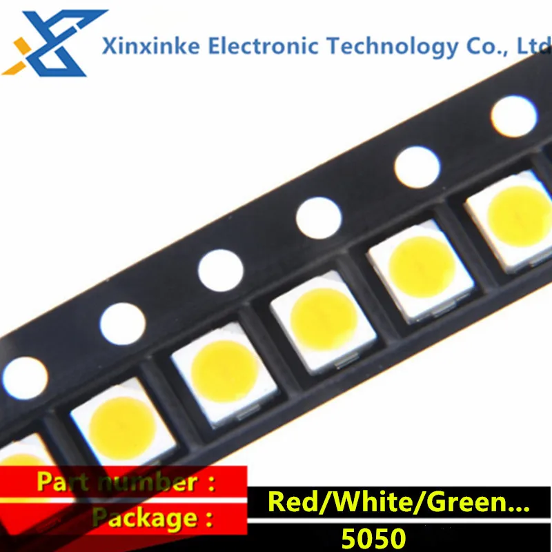 50pcs 5050 SMD LED Red/Green/Blue/Yellow/White LED Diode
50pcs 5050 SMD LED Red/Green/Blue/Yellow/White LED Diode