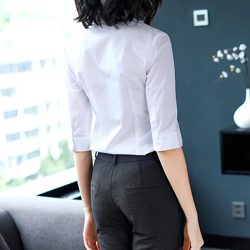 Formal Shirt Female Occupational Office Lady Plus Size Blouses Shirts Summer Half Sleeve Slim Cotton Work Wear Blusa Feminina
Formal Shirt Female Occupational Office Lady Plus Size Blouses Shirts Summer Half Sleeve Slim Cotton Work Wear Blusa Feminina
