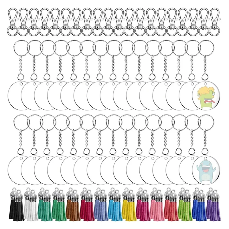Kili 150Pcs Clear Blank Keychains Kit Including Keychain Tassels, Keychain Clips, Key Chain Rings and Jump Rings
Kili 150Pcs Clear Blank Keychains Kit Including Keychain Tassels, Keychain Clips, Key Chain Rings and Jump Rings
