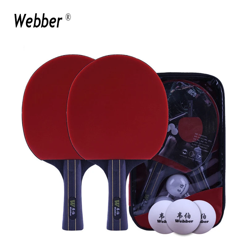 Ракетка для пинг-понга Webber, Профессиональная теннисная ракетка 3 звезды, с обратным клеем, с сумкой, 2 шт.
Ракетка для пинг-понга Webber, Профессиональная теннисная ракетка 3 звезды, с обратным клеем, с сумкой, 2 шт.