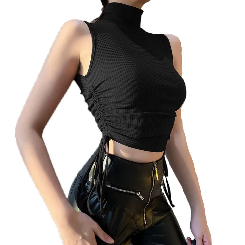 2021 summer new fashion women's solid color slim waistcoat high neck drawstring short sexy crop top
2021 summer new fashion women's solid color slim waistcoat high neck drawstring short sexy crop top