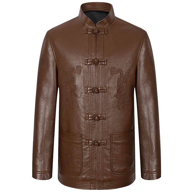 Autumn Winter Velvet Thickening Middle-Aged And Elderly Tang Suit Men'S Leather Jacket Chinese Dad Cotton-Padded Grandpa Jacket 
Autumn Winter Velvet Thickening Middle-Aged And Elderly Tang Suit Men'S Leather Jacket Chinese Dad Cotton-Padded Grandpa Jacket