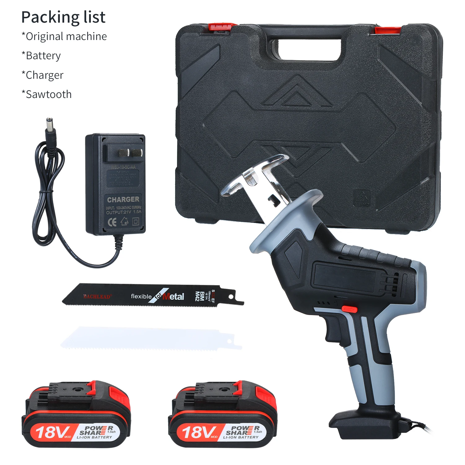 Electric Reciprocating Saw 18V 21V Cordless Li-ion Reciprocating Saw Fast Charge Wood Metal Cutting Variable Speed Electric Saw
Electric Reciprocating Saw 18V 21V Cordless Li-ion Reciprocating Saw Fast Charge Wood Metal Cutting Variable Speed Electric Saw