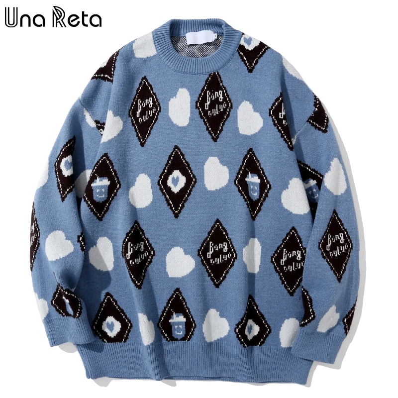 Una Reta Argyle Sweater Men New Print Streetwear Men Clothing Long Sleeve Pullover Pull Homme Oversized Sweater
Una Reta Argyle Sweater Men New Print Streetwear Men Clothing Long Sleeve Pullover Pull Homme Oversized Sweater