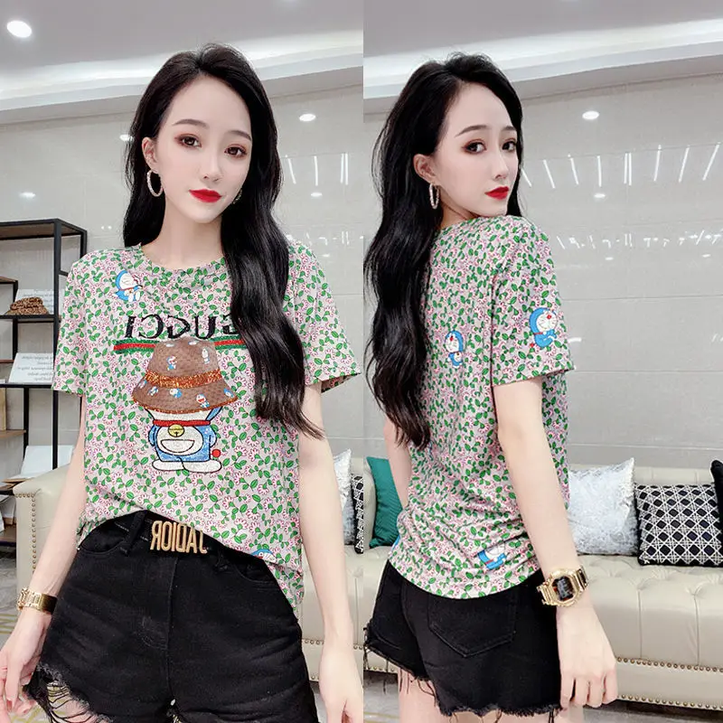 Short sleeve t-shirt female 2021 summer new slim fashion floral half sleeve fashionable versatile top
Short sleeve t-shirt female 2021 summer new slim fashion floral half sleeve fashionable versatile top
