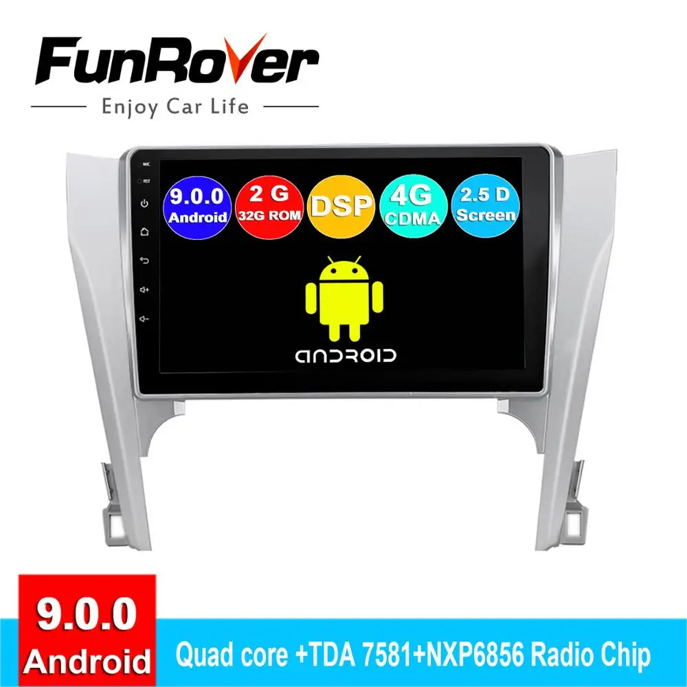 FUNROVER android 9 0 2.5D + IPS автомобильный dvd мультимедийный плеер для Toyota Camry 50 2012 2014 радио