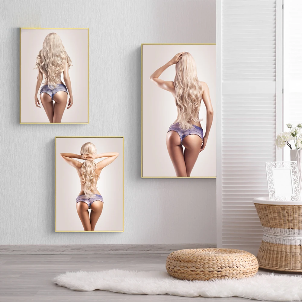 Сексуальные полу обнаженные блонд Женщины Холст Плакаты и принты картины