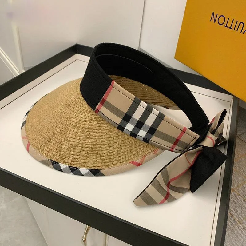 New Fashion Summer Ladies Empty Top Checkered Straw Visor Elegant Ladies Foldable Top Hat Breathable and UV Resistant 
New Fashion Summer Ladies Empty Top Checkered Straw Visor Elegant Ladies Foldable Top Hat Breathable and UV Resistant