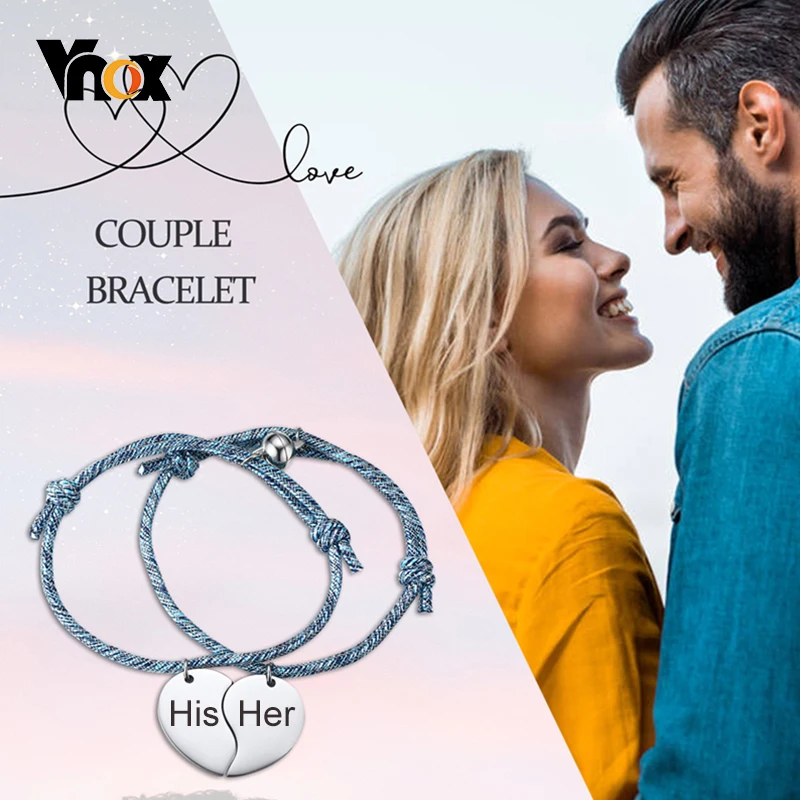 Vnox Attractive Couples Heart Love Bracelets for Women Men, Custom Engrave Stainless Steel Charm Wristband,Promise Gift
Vnox Attractive Couples Heart Love Bracelets for Women Men, Custom Engrave Stainless Steel Charm Wristband,Promise Gift