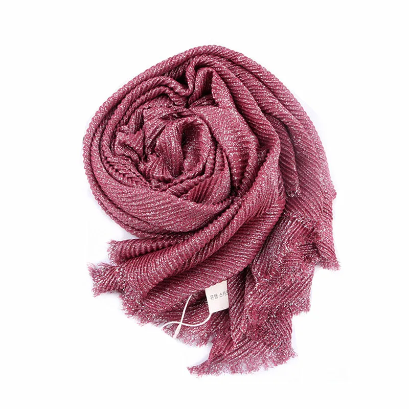 fashion pashmina long winter scarf for women cotton and linen hijab scarves with sliver shawls and wraps