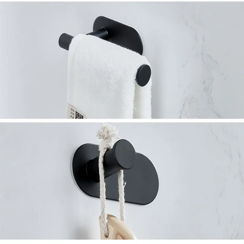 Towel Rack Set Free Punching Stainless Steel Three-piece Bathroom Towel Bar Perforated Round Towel Hanger wall-mounted towel bar 
Towel Rack Set Free Punching Stainless Steel Three-piece Bathroom Towel Bar Perforated Round Towel Hanger wall-mounted towel bar