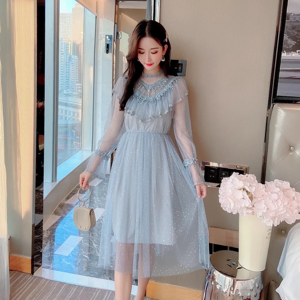 Fairy Dress Summer New 2021 Women Elegant TulleNew Stand Collar Beading Tassels Soild Ruffles Mesh Dress Cute Mid Dress Vestidos
Fairy Dress Summer New 2021 Women Elegant TulleNew Stand Collar Beading Tassels Soild Ruffles Mesh Dress Cute Mid Dress Vestidos