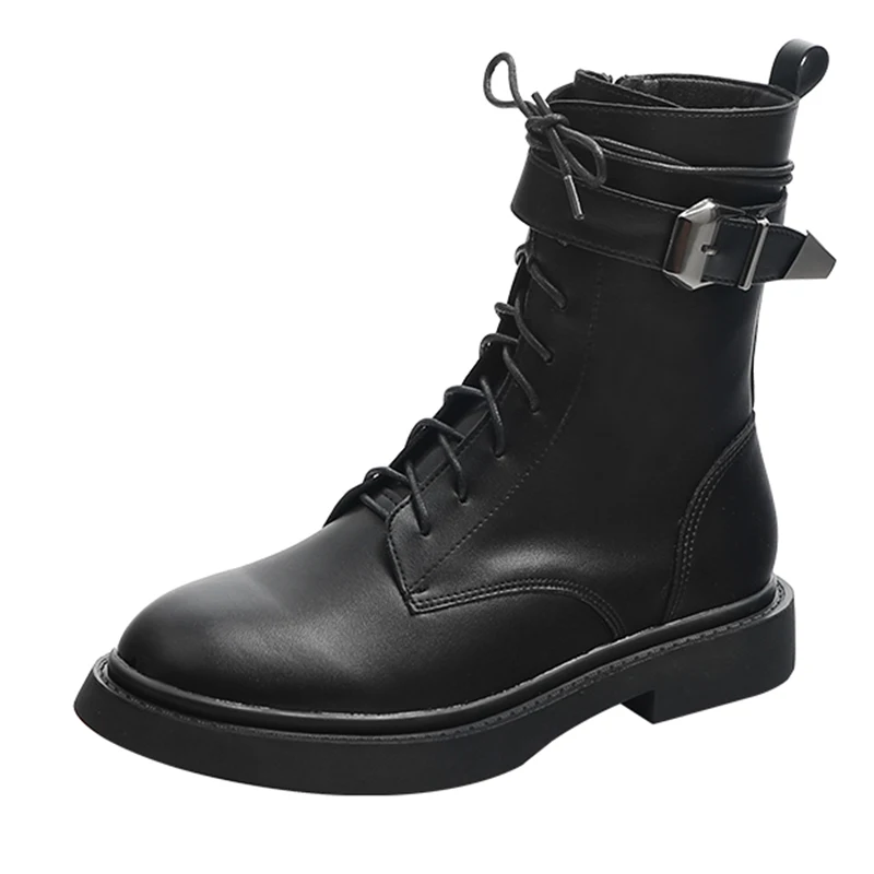 

Boots for Girls Autumn Winter British Martin Boots 2021 New Thick Heel Thick Soled Locomotive Black Boots