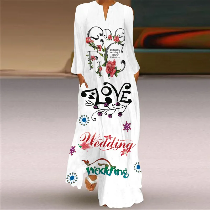 Loose Pullover Maxi Dresses For Women 2021 New Female Pocket Printed Dress Sexy V-Neck Long-Sleeved Letter Printed Long Dress
Loose Pullover Maxi Dresses For Women 2021 New Female Pocket Printed Dress Sexy V-Neck Long-Sleeved Letter Printed Long Dress