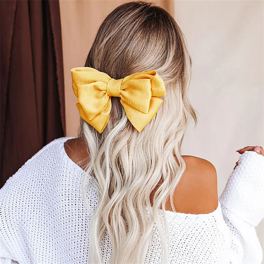 New Big Bowknot Satin Hairpins Duckbill Clip Solid Color Scrunchie Hair Clips Girl Fashion Hair Accessories Bow Barrettes
New Big Bowknot Satin Hairpins Duckbill Clip Solid Color Scrunchie Hair Clips Girl Fashion Hair Accessories Bow Barrettes
