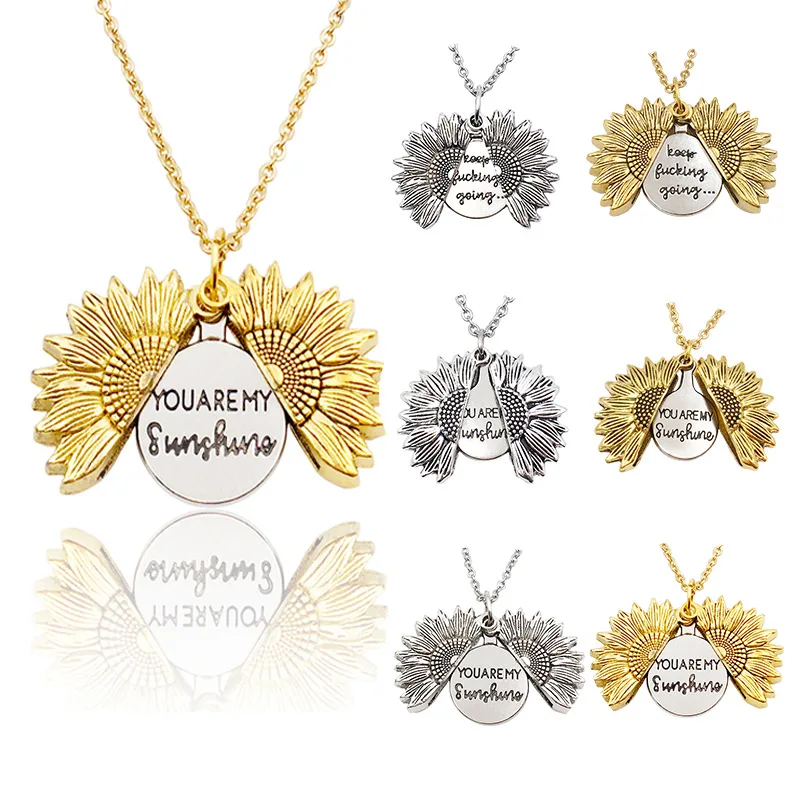 Stainless Steel Sunflower Necklace You Are My Sunshine Openable Double-Sided Pendant
Stainless Steel Sunflower Necklace You Are My Sunshine Openable Double-Sided Pendant