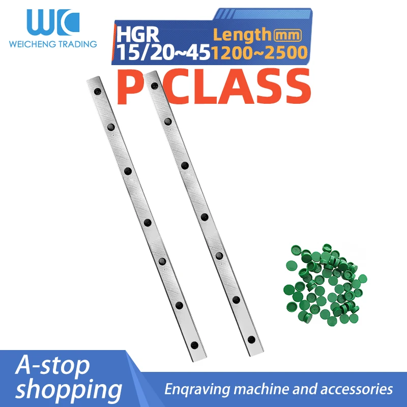 

2pcs 1200mm-2500mm P class HGR15 HGR20 HGR25 HGR30 HGR35 HGR45 Square Linear Guide Rail for Slide Carriages CNC Router Engraving