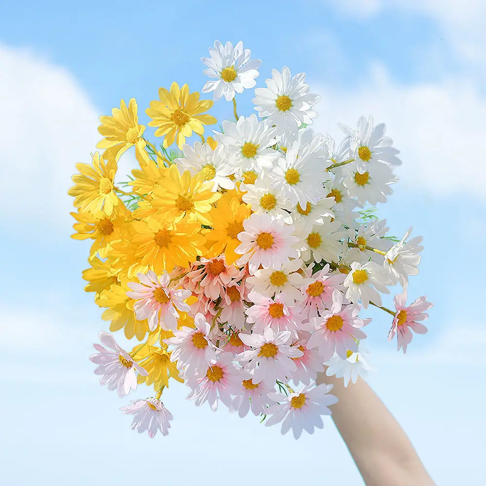 53CM INS Daisy Flowers Pink Silk Artificial Flower Bouquet 5 Flower Head Fake Flowers for Home Wedding Decoration PE Craft
53CM INS Daisy Flowers Pink Silk Artificial Flower Bouquet 5 Flower Head Fake Flowers for Home Wedding Decoration PE Craft