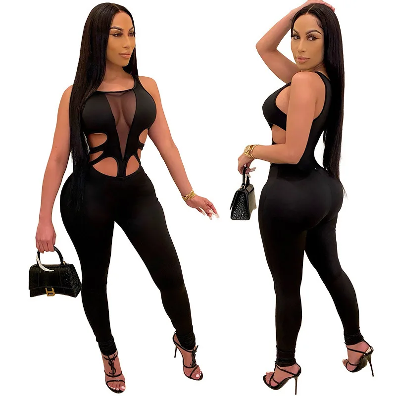 Sexy Black Mesh Patchwork Cut Out Sleeveless Bodycon Jumpsuit Women Clubwear Overalls
Sexy Black Mesh Patchwork Cut Out Sleeveless Bodycon Jumpsuit Women Clubwear Overalls