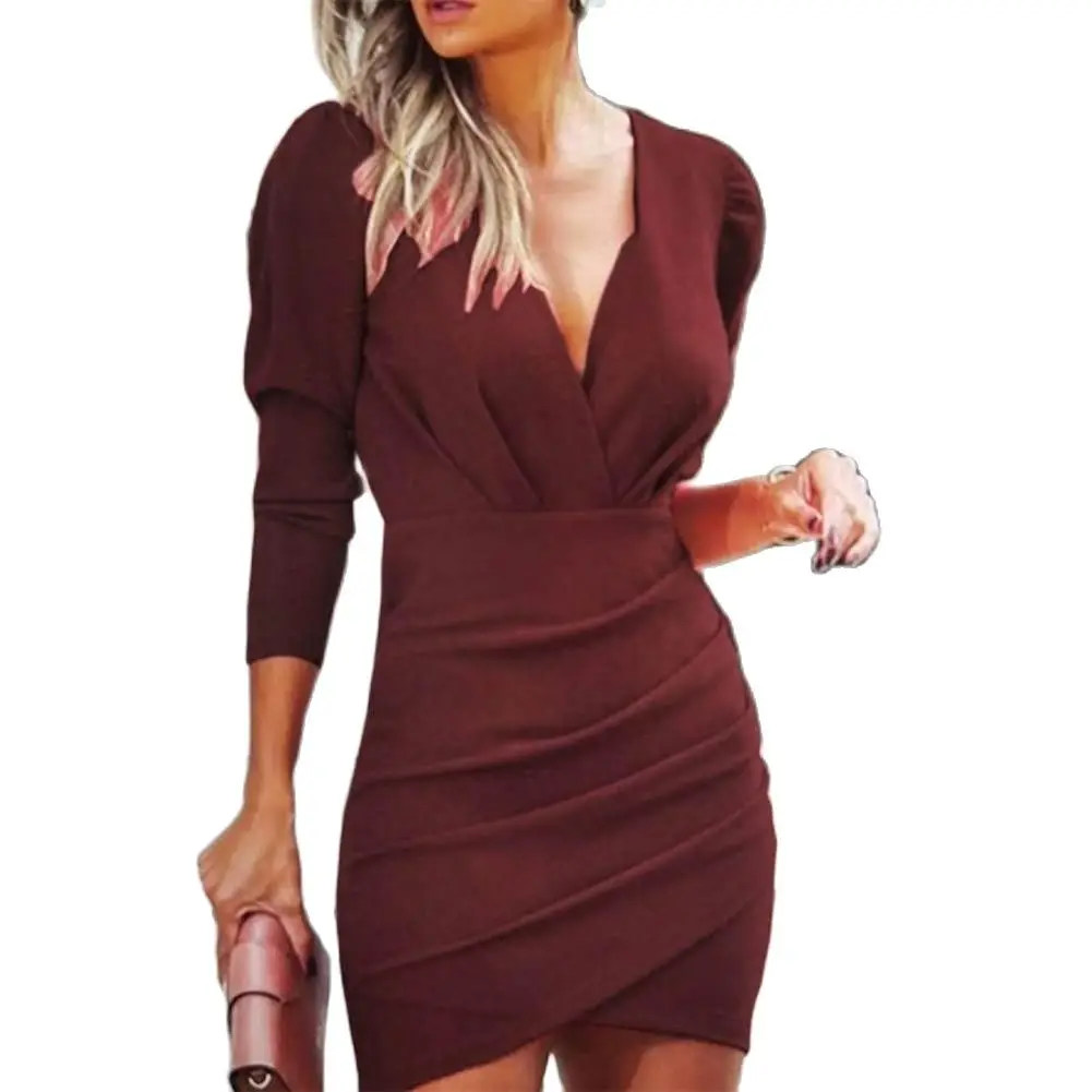 Plus Size Women Formal Dress Sexy Polyester Women Dress Tight Waist Pleated Mini Dress
Plus Size Women Formal Dress Sexy Polyester Women Dress Tight Waist Pleated Mini Dress