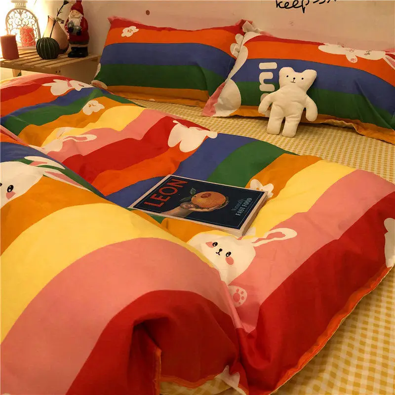 Rainbow Pattern Duvet Cover Set Nordic Simple Fresh 4PCS Wash Quilt Cover 1.5/1.8/2/2.2M Bedding Set Queen Size Comforter Sets
Rainbow Pattern Duvet Cover Set Nordic Simple Fresh 4PCS Wash Quilt Cover 1.5/1.8/2/2.2M Bedding Set Queen Size Comforter Sets