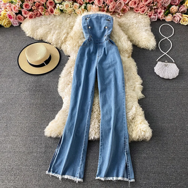 Amolapha Women's Sexy Slash Neck Denim Overalls Rompers Summer Sleeveless High Waist Solid Color Pockets Split Jeans Jumpsuits
Amolapha Women's Sexy Slash Neck Denim Overalls Rompers Summer Sleeveless High Waist Solid Color Pockets Split Jeans Jumpsuits