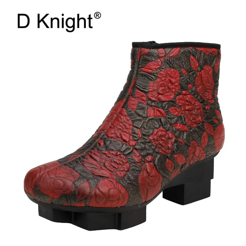 Women Boots Retro Printed Genuine Leather Zipper Ankle Boots Ladies Vintage Soft Thick High Heels Shoes Women Botines Mujer 2021
Women Boots Retro Printed Genuine Leather Zipper Ankle Boots Ladies Vintage Soft Thick High Heels Shoes Women Botines Mujer 2021