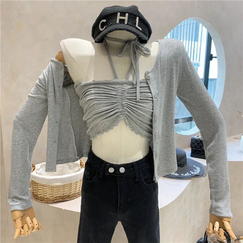 New Women's Clothing Summer 2021 Fashion Design sense Slim drawstring sling cardigan short coat Top
New Women's Clothing Summer 2021 Fashion Design sense Slim drawstring sling cardigan short coat Top