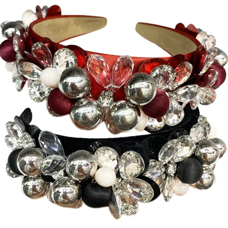 Baroque Women Handmade Jewelry Hair Hoop Crystal Flower Big Silver Beads Luxury Bandana Banquet Prom Retro Headdress
Baroque Women Handmade Jewelry Hair Hoop Crystal Flower Big Silver Beads Luxury Bandana Banquet Prom Retro Headdress