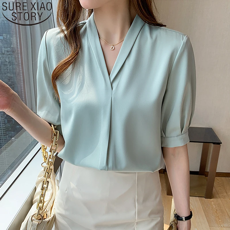 New Elegant Short Sleeve Satin Blouse 2022 Summer White Shirts Women Korean Loose V-neck French Style Fashion Clothes 14344
New Elegant Short Sleeve Satin Blouse 2022 Summer White Shirts Women Korean Loose V-neck French Style Fashion Clothes 14344