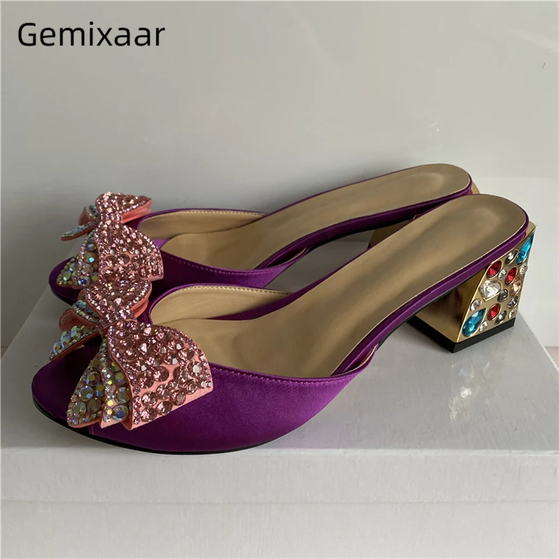 Luxury Diamond Butterfly-Flower Mules Summer Colorful Rhinestone Square Heel Slingbacks Crystal Satin Sandals Women
Luxury Diamond Butterfly-Flower Mules Summer Colorful Rhinestone Square Heel Slingbacks Crystal Satin Sandals Women