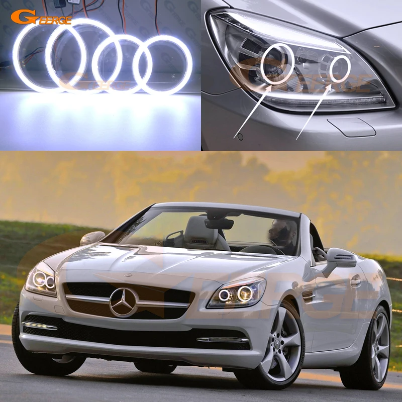 Фото Отличный ультра яркий COB комплект светодиодов глаза ангела halo Кольца для Mercedes Benz
