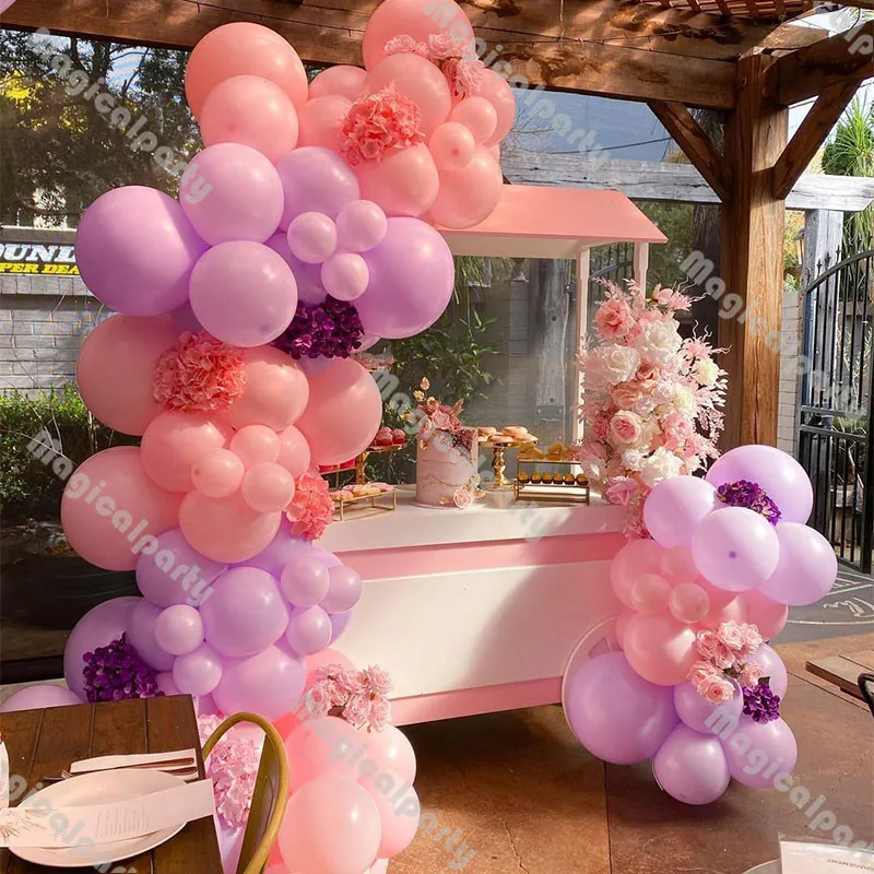 90 шт., детские розовые и фиолетовые воздушные шары 
90 шт., детские розовые и фиолетовые воздушные шары