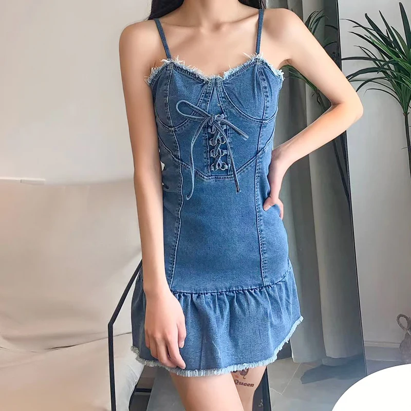 kywommnz 2021 Summer Women French Fashion Strappy Denim Suspender Skirt Sexy Slim Slimming Dress E1483
kywommnz 2021 Summer Women French Fashion Strappy Denim Suspender Skirt Sexy Slim Slimming Dress E1483