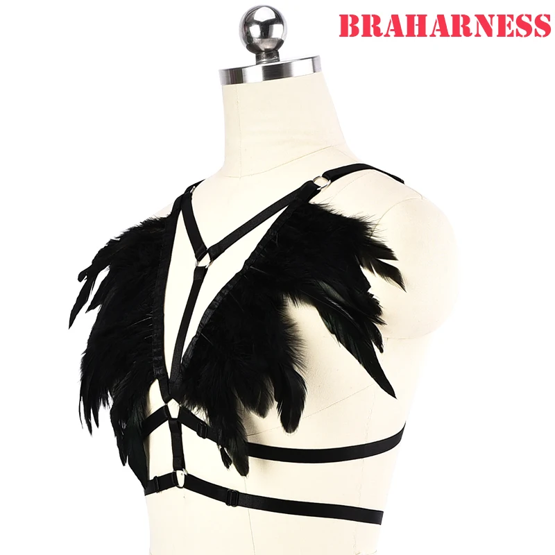 Sexy Black Feather Body Garters Women Pole Dance Harness Bra Belts Erotic Goth Bondage Punk Straps Chest Harness Lingerie
Sexy Black Feather Body Garters Women Pole Dance Harness Bra Belts Erotic Goth Bondage Punk Straps Chest Harness Lingerie